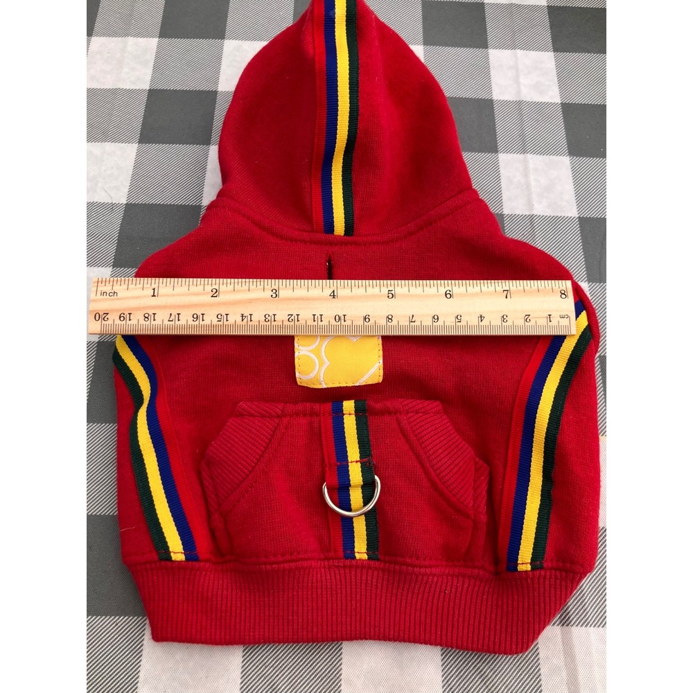 Fashion Pet Dog Hoodie XS Red Striped Sporty Fleece Sweatshirt 522RXS - Picture 3 of 13